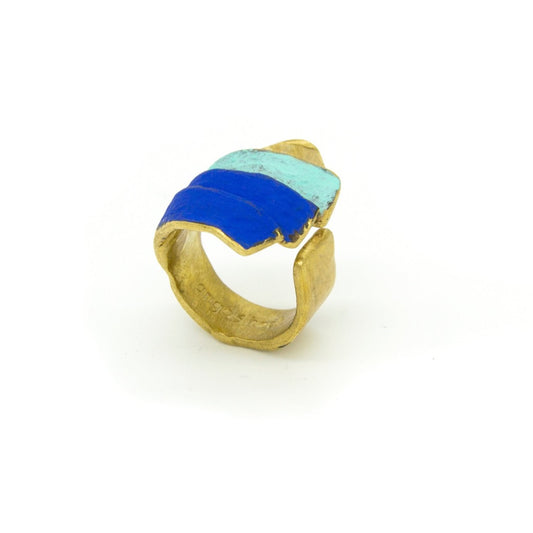 Anillo Bronce Verde & Azul